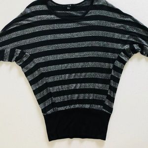 "XX1" sparkly/glittery silver and black tunic